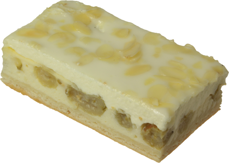 Stück Speckfettkuchen mit Stachelbeeren