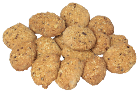 Dinkel-Haferkekse mit gerösteten Kakaokernstückchen