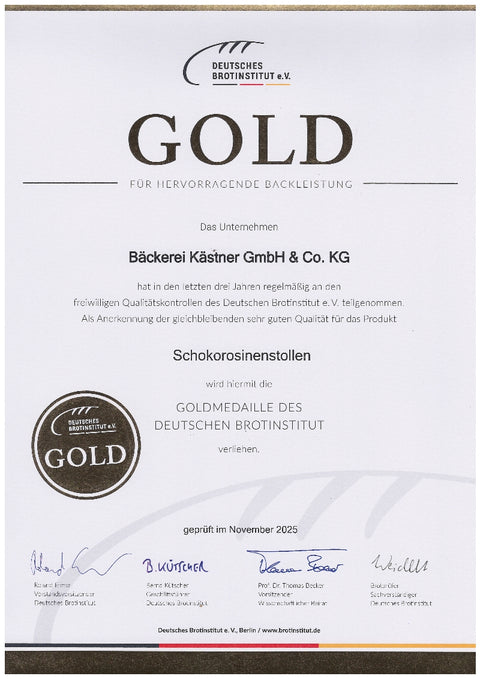 Schokorosinenstollen im Karton